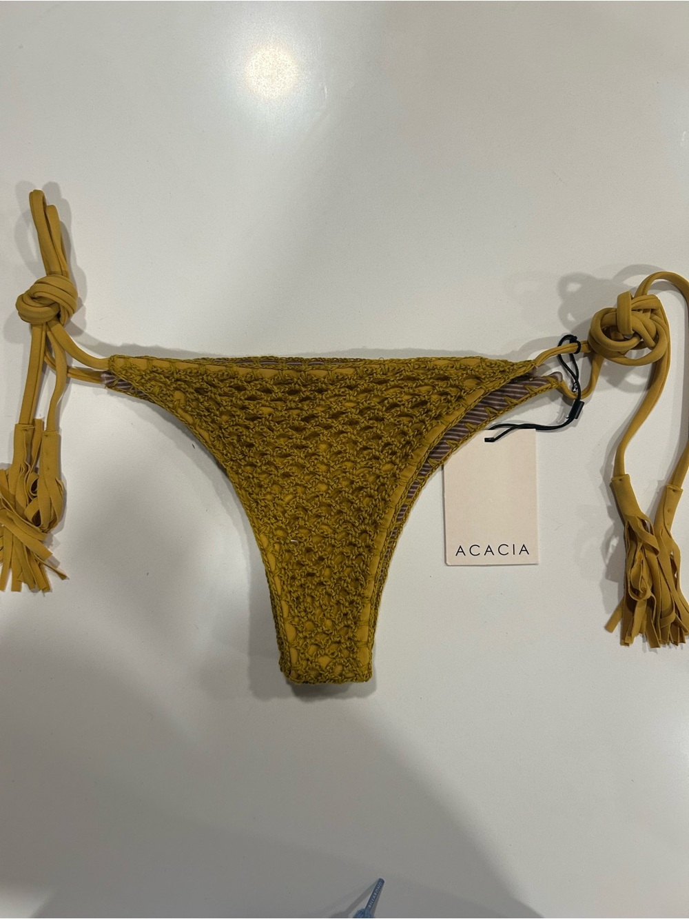 Acacia Mustard Crochet Tie-Side Bikini Bottom Style: Polihale Color: Mustard NWT